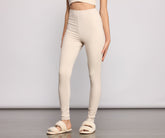 High Waist Basic Ribbed Knit Leggings insstreet